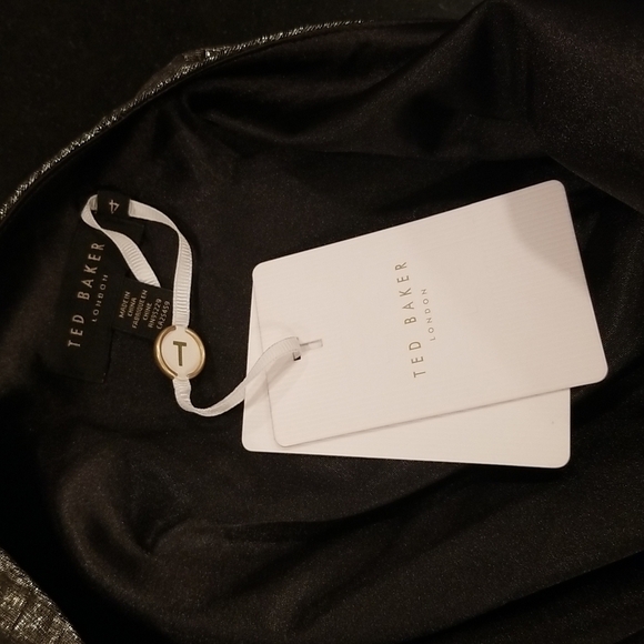 💕TED BAKER💕 Gabria One Shoulder Drape Midi Dress ~ Metallic Gold US 12 NWT - Picture 15 of 16